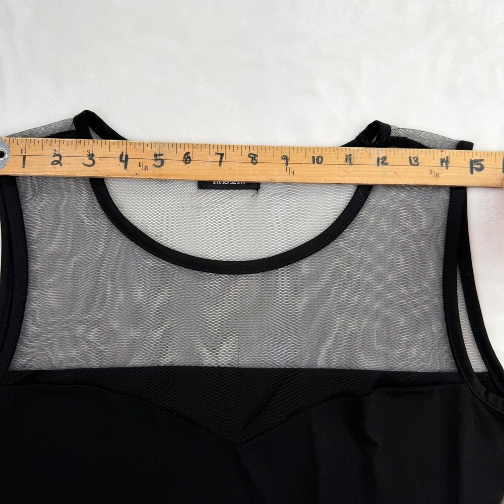 mblm‎ Black Mesh Yoke Sleeveless Tank Top Sweetheart Neckline Sheer Goth - Picture 6 of 11